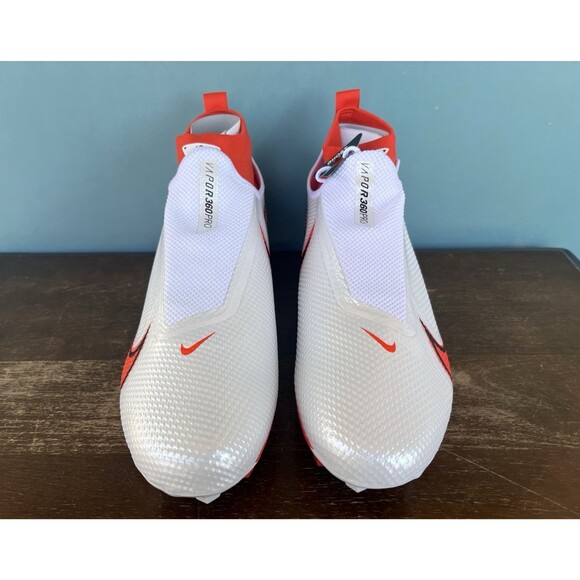 Nike Vapor Edge Pro 360 White/Orange Football Cleats Men's Size 10.5 CV6345-100 - Picture 6 of 11